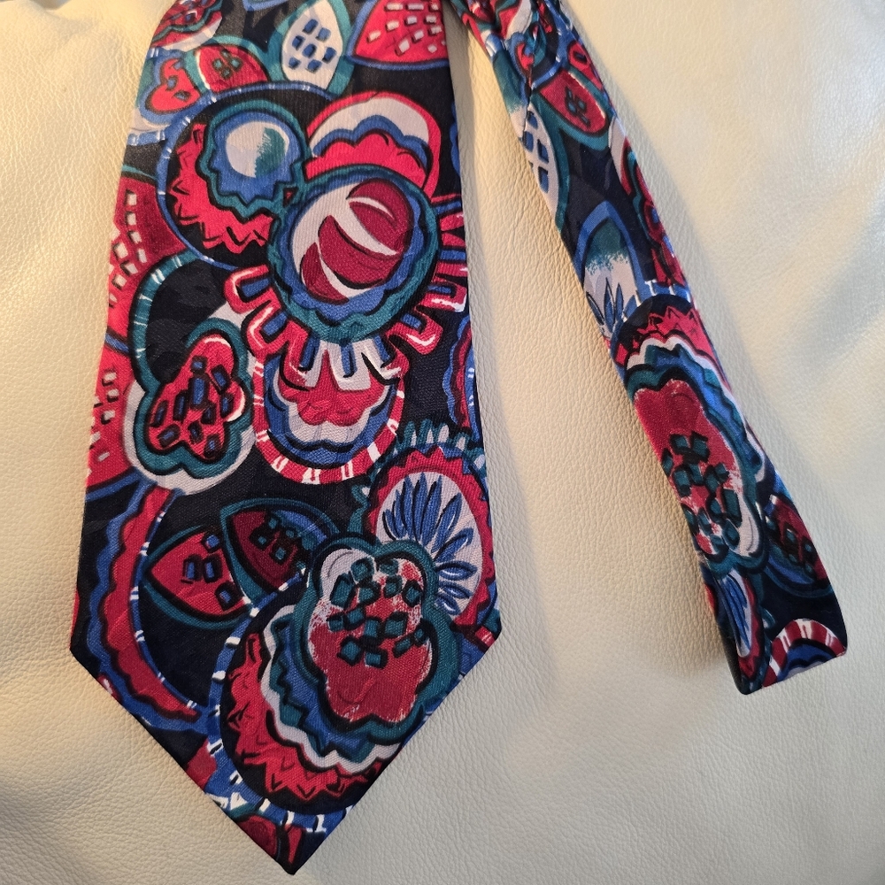 Linea Moda Colorful Floral Patterned Silk Necktie Tie